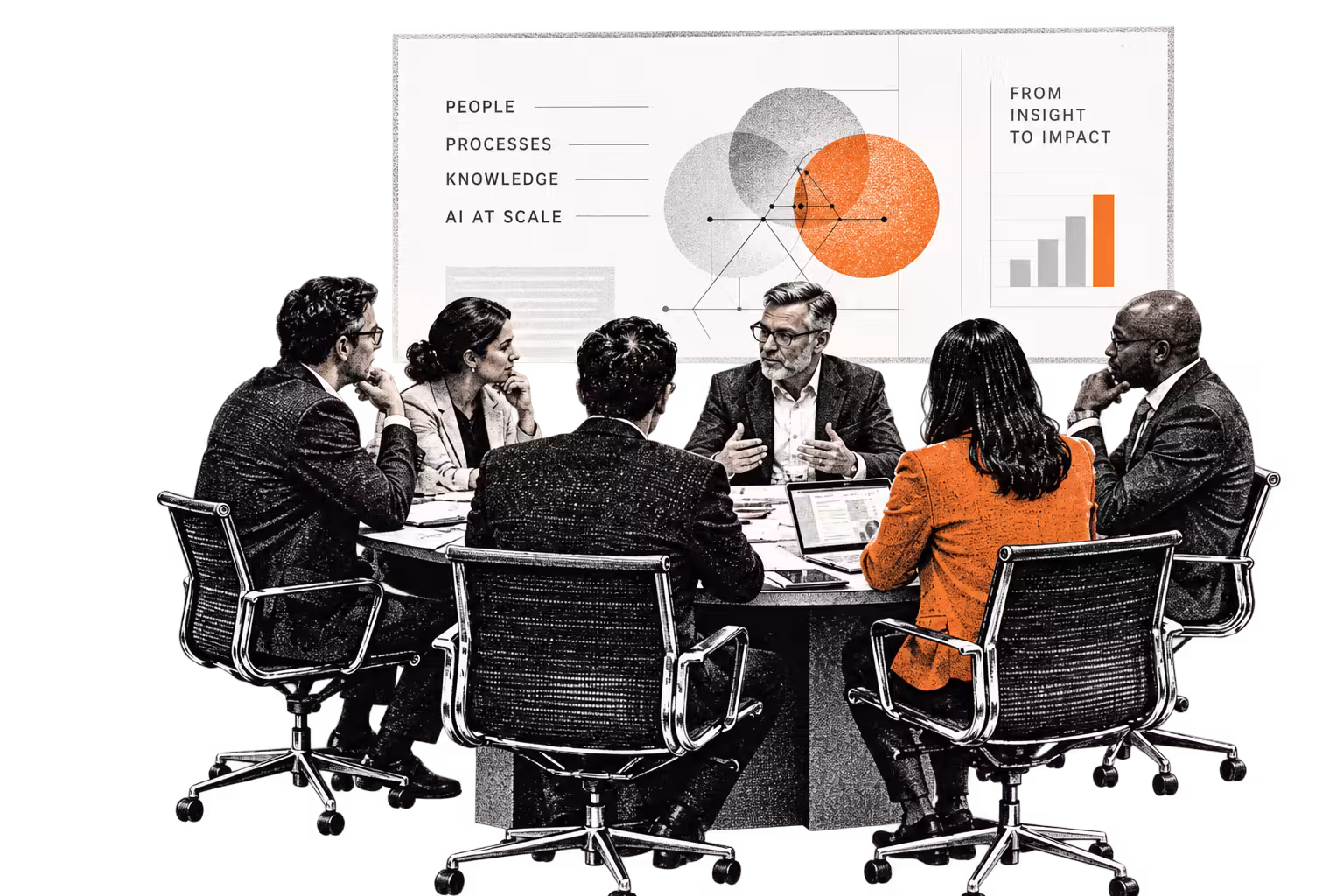An executive council collaborating around a table